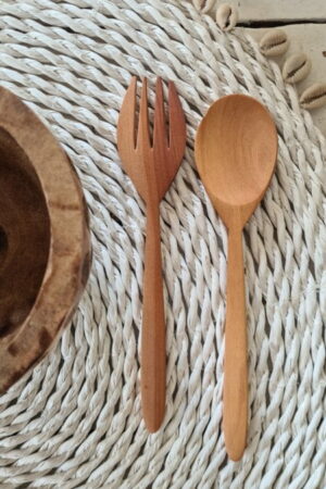 Houten bestek vork &  lepel