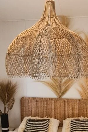 Rotan open bloem lamp