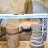Boho curved natural bijzettafel - Afbeelding 2