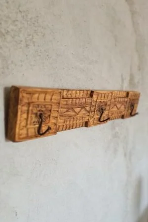 Carved kapstok 3 haken nature