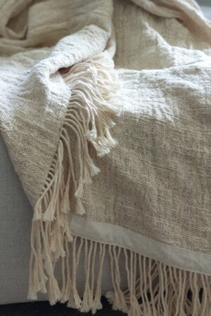 Linnen plaid met grove franjes