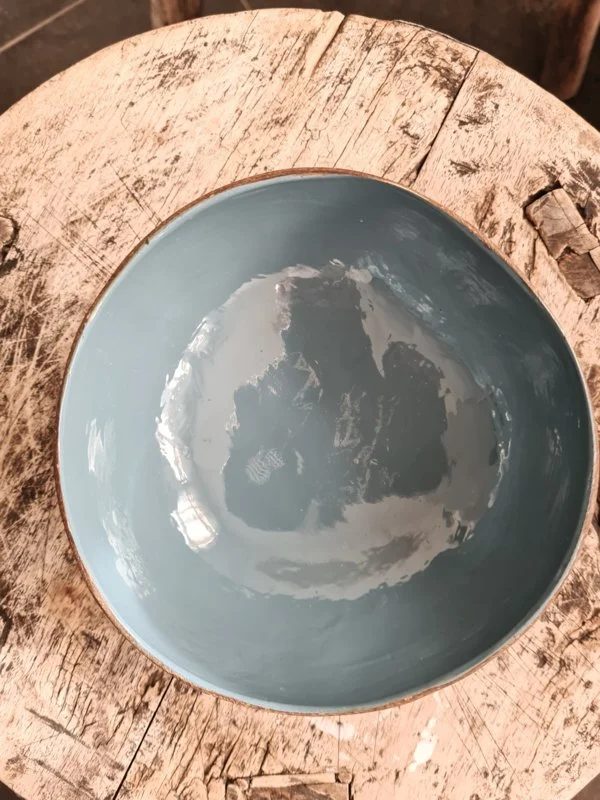 Kokos bol schaaltje bruin/blauw