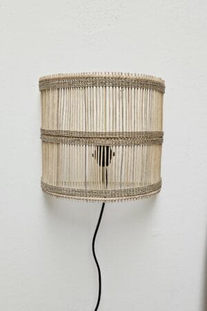 Rotan wandlamp breed met touw